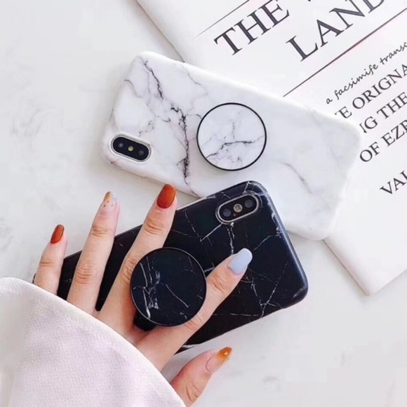 🌸🆕iPhone X / XS black marble case pop up holder - Picture 4 of 4